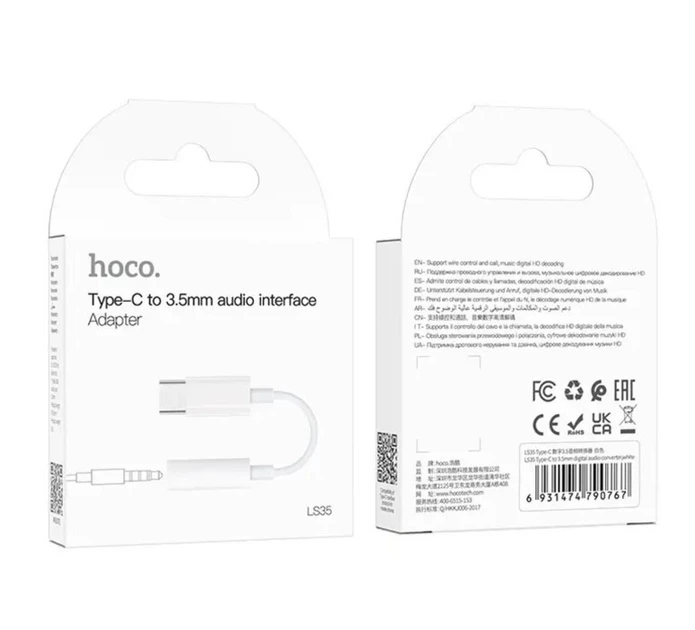 Перехідник HOCO LS35 TYPE-C - jack 3.5 White - зображення 4