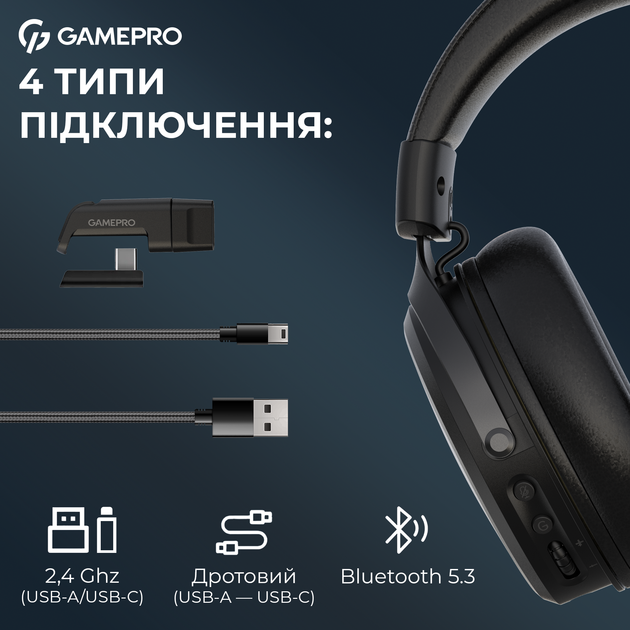 Наушники GamePro Asgard Skadi Wireless 7.1 (HSW191B) 4-Mode - изображение 8