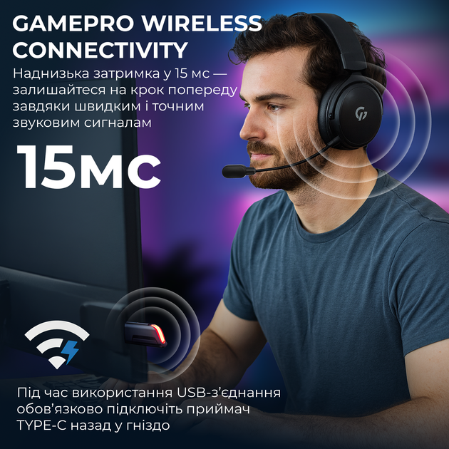 Наушники GamePro Asgard Skadi Wireless 7.1 (HSW191B) 4-Mode - изображение 12