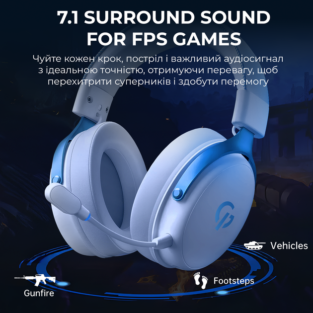 Наушники GamePro Asgard Skadi Wireless 7.1 (HSW191WB) 4-Mode - изображение 10