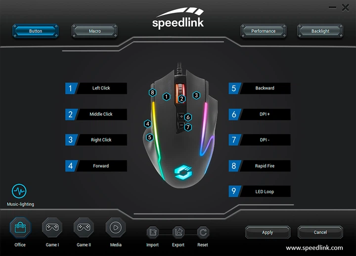 Миша Speedlink Decus NX RGB Gaming Mouse Wired Rubber-Black (4027301335972) - зображення 8