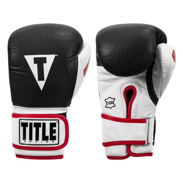 Рукавички боксерські шкіряні з бинтами TITLE Boxing Gel розмір 12 унцій, чорні - изображение 3