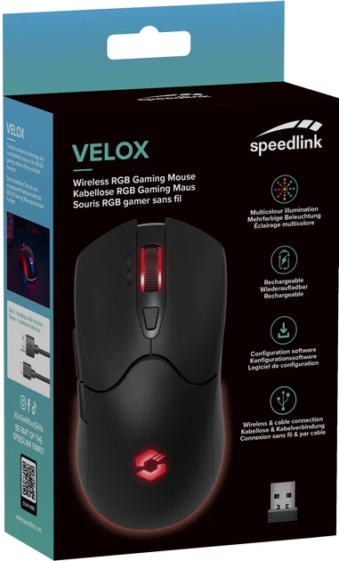 Миша Speedlink Velox Rechargeable RGB Gaming Mouse Wireless Black (4027301846935) - зображення 6