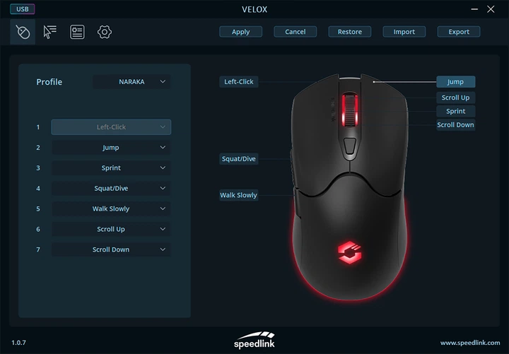 Миша Speedlink Velox Rechargeable RGB Gaming Mouse Wireless Black (4027301846935) - зображення 8