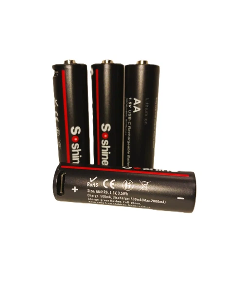 Акумулятор Soshine R6 AA USB-1.5-3500 1,5V 3500mWh Li-Ion, зарядка від Type-С - Фото 2 Акумулятор Soshine R6 AA USB-1.5-3500 1,5V 3500mWh Li-Ion, зарядка від Type-С - изображение 2
