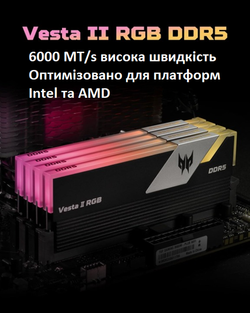 Оперативная память Acer Predator Vesta II DDR5 RGB 32GB (16GB×2