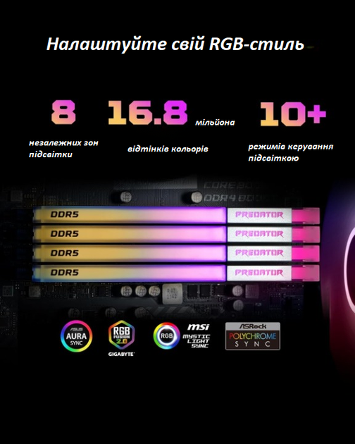 Оперативная память Acer Predator Vesta II DDR5 RGB 32GB (16GB×2) 6000MHz CL36 - изображение 9