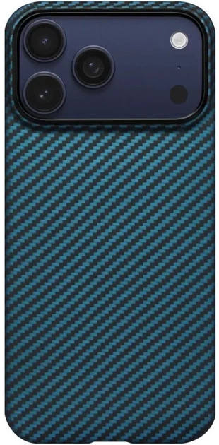 Etui plecki Pitaka Ultra-Slim Case with PitaTap Twill 1500D do Apple iPhone 17 Pro Black/Blue (KI1706BP) - obraz 1