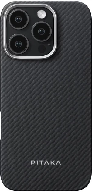 Etui plecki Pitaka Ultra-Slim Case Classic Twill 600D do Apple iPhone 16 Pro Black/Grey (KI1601PA) - obraz 1