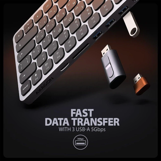 Клавіатура дротова Axagon HMC-KB 9 in 1 USB Silver/Black (HMC-KB-CRL) - зображення 14