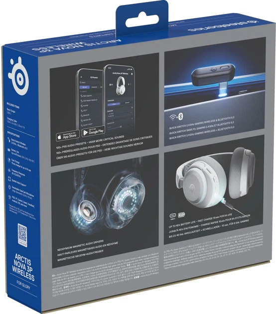 Słuchawki SteelSeries Arctis Nova 3P Wireless MultiPlatform White (SS61687) - obraz 6
