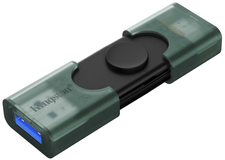 Флеш пам'ять USB Kingston DataTraveler Duo 256GB USB 3.2 Gen 1 + Type-C Black/Green (DTDEG2/256GB) - зображення 3