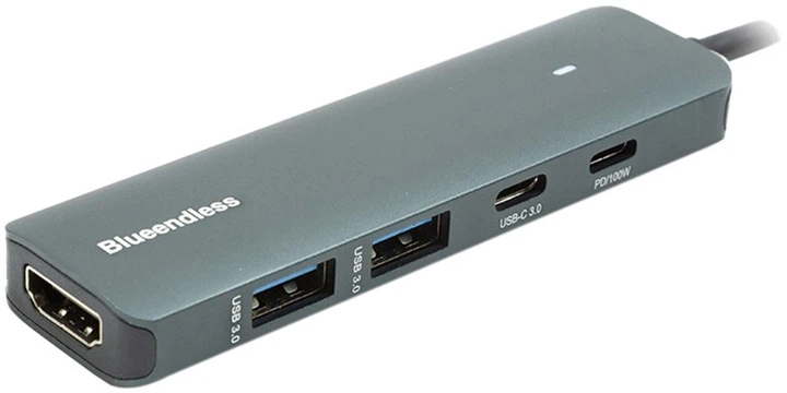 USB-hub Blueendless USB Type-C - 2 x USB 3.0, Type-C PD, HDMI (CA913435) - obraz 1