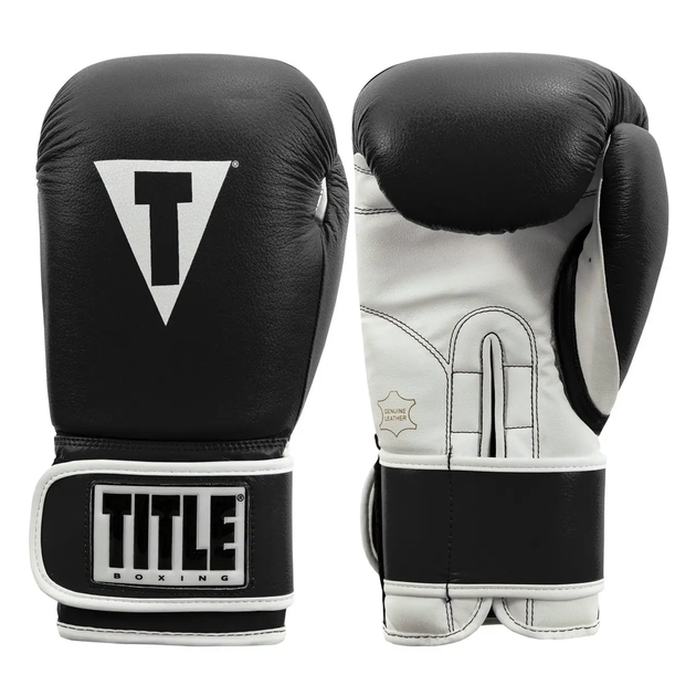 Рукавички боксерські шкіряні з бинтами TITLE Boxing Pro Style 3.0 розмір 14 унцій, чорно-білі - изображение 2