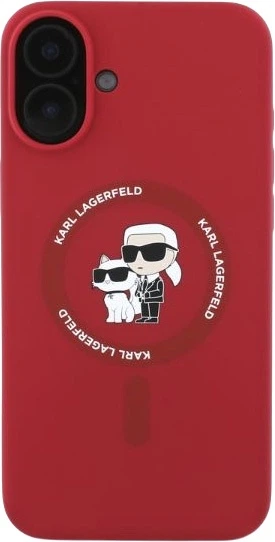 Etui plecki Karl Lagerfeld Silicone Karl&Choupette Heads Ring MagSafe do iPhone 16 Red (3666339318680) - obraz 3