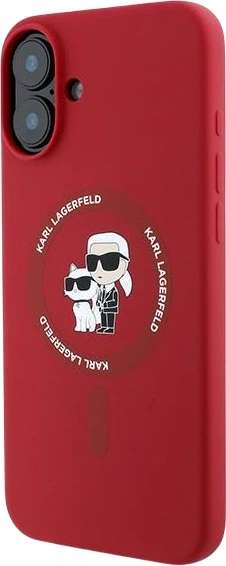 Etui plecki Karl Lagerfeld Silicone Karl&Choupette Heads Ring MagSafe do iPhone 16 Plus Red (3666339318697) - obraz 2