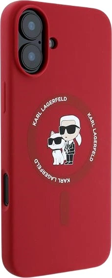 Etui plecki Karl Lagerfeld Silicone Karl&Choupette Heads Ring MagSafe do iPhone 16 Plus Red (3666339318697) - obraz 4