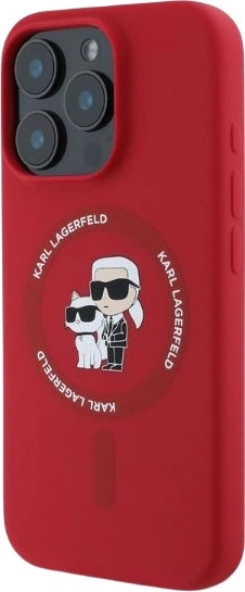 Etui plecki Karl Lagerfeld Silicone Karl&Choupette Heads Ring MagSafe do iPhone 16 Pro Max Red (3666339318710) - obraz 3