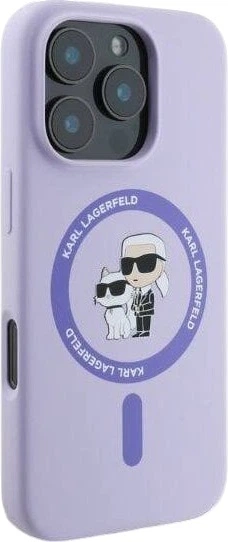 Etui plecki Karl Lagerfeld Silicone Karl&Choupette Heads Ring MagSafe do iPhone 16 Pro Max Purple (3666339318758) - obraz 2