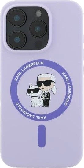 Etui plecki Karl Lagerfeld Silicone Karl&Choupette Heads Ring MagSafe do iPhone 16 Pro Max Purple (3666339318758) - obraz 4