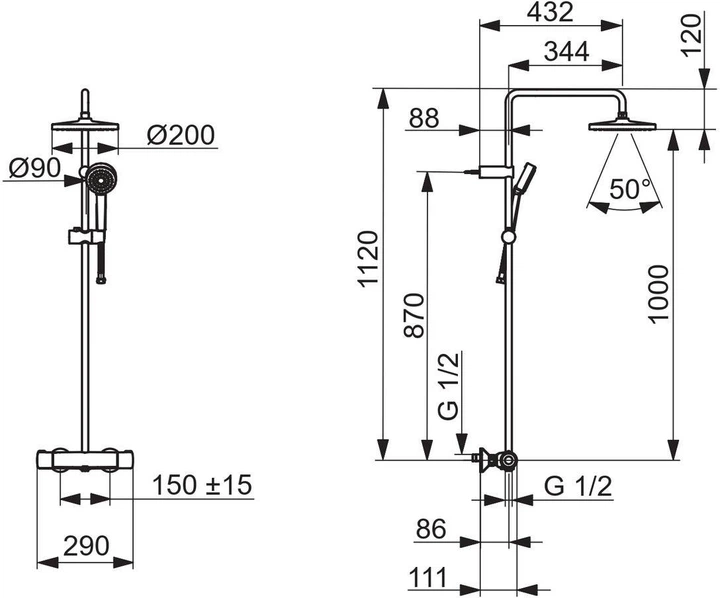 Kolumna prysznicowa termostatyczna Oras Linea 1692NU - obraz 2