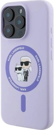 Etui plecki Karl Lagerfeld Silicone Karl&Choupette Heads Ring MagSafe do iPhone 16 Pro Purple (3666339318741) - obraz 3