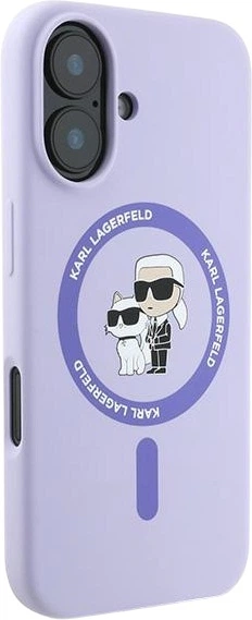 Etui plecki Karl Lagerfeld Silicone Karl&Choupette Heads Ring MagSafe do iPhone 16 Pro Purple (3666339318734) - obraz 4