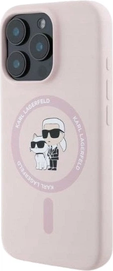 Etui plecki Karl Lagerfeld Silicone Karl&Choupette Heads Ring MagSafe do iPhone 16 Pro Pink (3666339318772) - obraz 3