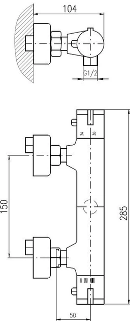 Термостатичний змішувач для душу Domoletti DTRM80.5CMAT - зображення 2
