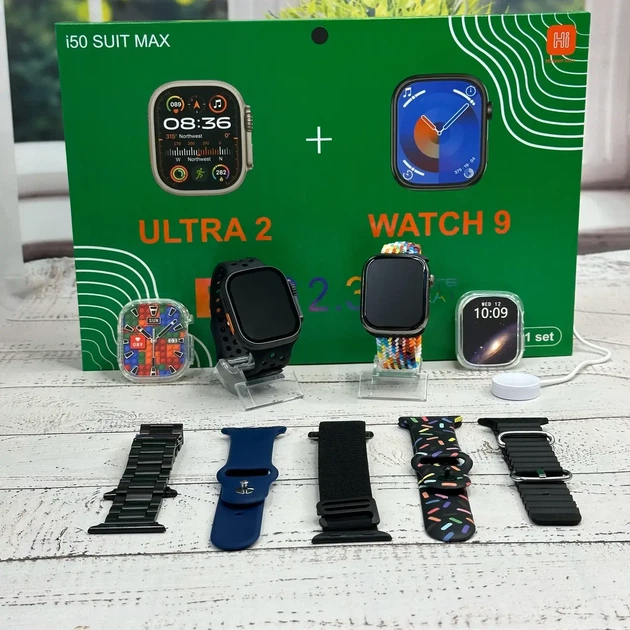 Комплект i50 Suit Max Smart Watch Ultra 2 + Smart Watch 9, Black - изображение 7