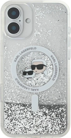 Etui plecki Karl Lagerfeld Liquid Glitter Karl&Choupette Head Magsafe do iPhone 16 Plus Transparent (3666339319137) - obraz 3