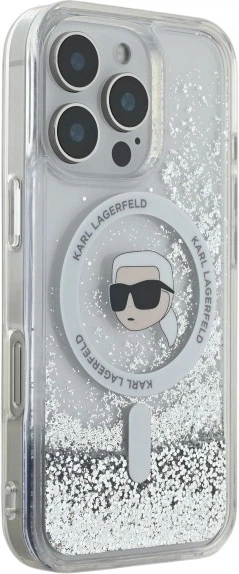 Панель Karl Lagerfeld Liquid Glitter Karl Head Magsafe для iPhone 16 Pro Transparent (3666339319182) - зображення 4