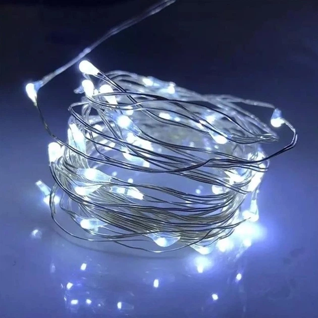LED гирлянда новогодняя 100LED 10м цвет Холодный Белый 8 режимов с диммированием 2 в 1 от USB и батареек с пультом ДУ - Фото 2 LED гирлянда новогодняя 100LED 10м цвет Холодный Белый 8 режимов с диммированием 2 в 1 от USB и батареек с пультом ДУ - изображение 2