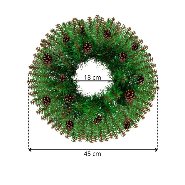 Святковий вінок Springos на двері з шишками 45 см (5907719492223) - зображення 6