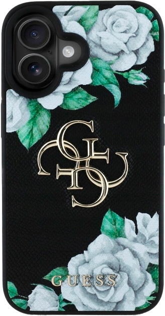 Панель Guess Grained Roses Big 4G для Apple iPhone 16 Black (3666339426927) - зображення 2