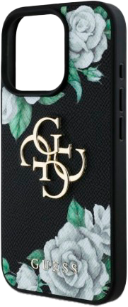 Панель Guess Grained Roses Big 4G для Apple iPhone 16 Pro Black (3666339426941) - зображення 4