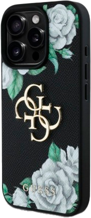 Панель Guess Grained Roses Big 4G для Apple iPhone 16 Pro Max Black (3666339426958) - зображення 1