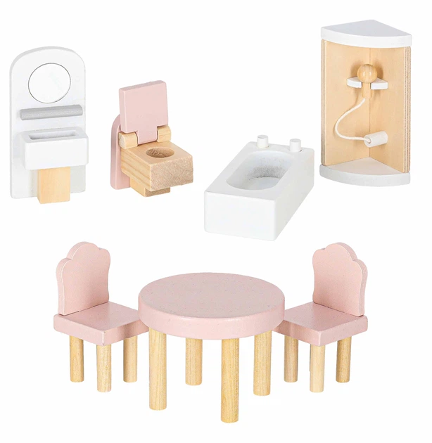 Domek dla lalek KIK drewniany Mebelki 78 cm Różowy LED (5903039763432) - obraz 5