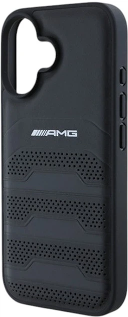 Панель AMG Leather Debossed Lines Black Logo для Apple iPhone 16 Black (AMHCP16SGSEBK) - зображення 6