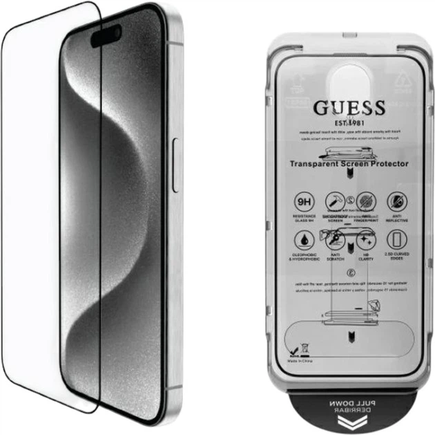 Szkło hartowane Guess Screen Protector 2.5D Outline do Apple iPhone 16 Pro Black (GUTGP16LBOKGCIT) - obraz 1