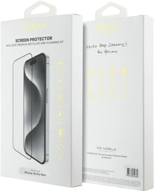 Szkło hartowane Guess Screen Protector 2.5D Outline do Apple iPhone 16 Pro Max Black (GUTGP16XBOKGCIT) - obraz 2
