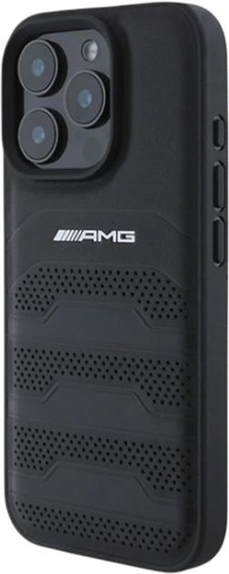 Панель AMG Leather Debossed Lines Black Logo для Apple iPhone 16 Pro Max Black (AMHCP16XGSEBK) - зображення 2