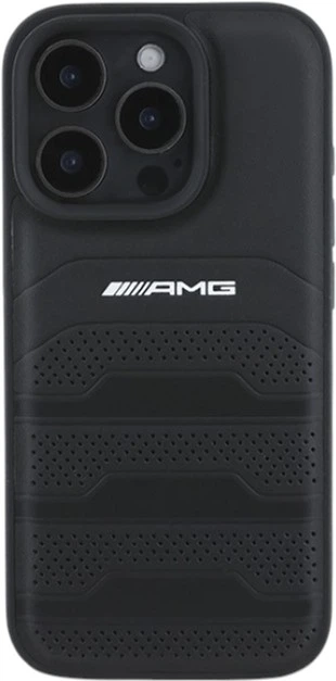 Панель AMG Leather Debossed Lines Black Logo для Apple iPhone 16 Pro Max Black (AMHCP16XGSEBK) - зображення 3