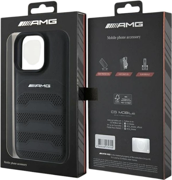 Панель AMG Leather Debossed Lines Black Logo для Apple iPhone 16 Pro Max Black (AMHCP16XGSEBK) - зображення 8