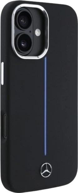 Etui Mercedes-Benz Silicone Blue Stripe MagSafe do Apple iPhone 16 Black (MEHMP16S23SUMBK) - obraz 4