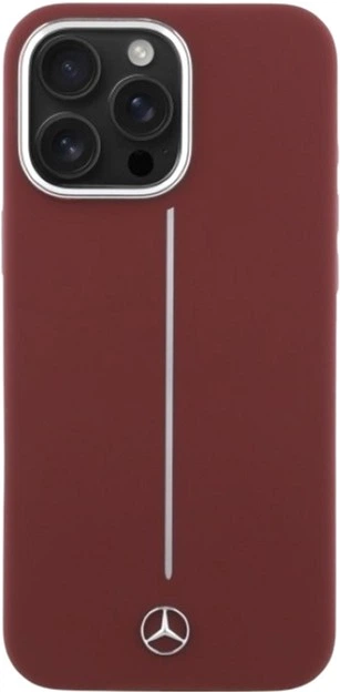 Etui Mercedes-Benz Silicone White Stripe MagSafe do Apple iPhone 16 Pro Max Red (MEHMP16X23SUMSR) - obraz 3