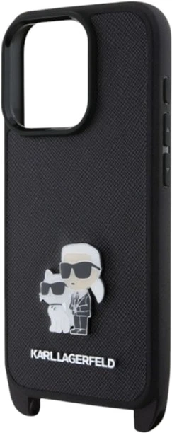 Панель Karl Lagerfeld Saffiano Karl&Choupette Metal Pin CBDY Strap для Apple iPhone 16 Pro Black (KLHCP16LSAKCPBK) - зображення 4