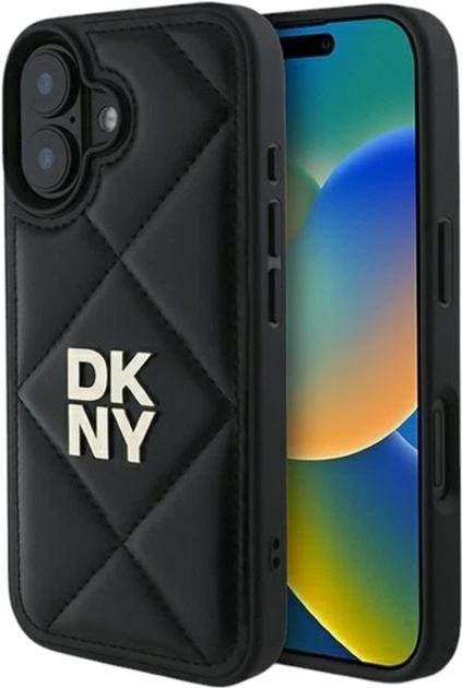 Панель DKNY Quilted Stack Logo для Apple iPhone 16 Black (DKHCP16SPQDSLK) - зображення 1