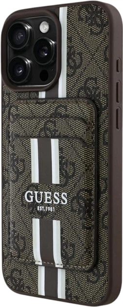 Панель Guess 4G Stripes with MagSafe Wallet для Apple iPhone 16 Pro Max Brown (GUBPHCP16XP4RPSW) - зображення 1