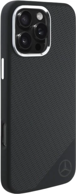 Etui Mercedes-Benz Silicone Tonal Logo Wood Pattern MagSafe do Apple iPhone 16 Pro Max Black (MEHMP16X23SUGDK) - obraz 4